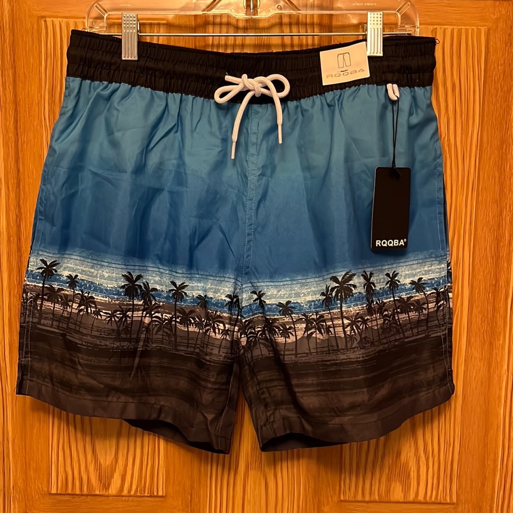 RQQBA Mens Elastic Waist Swim Size S